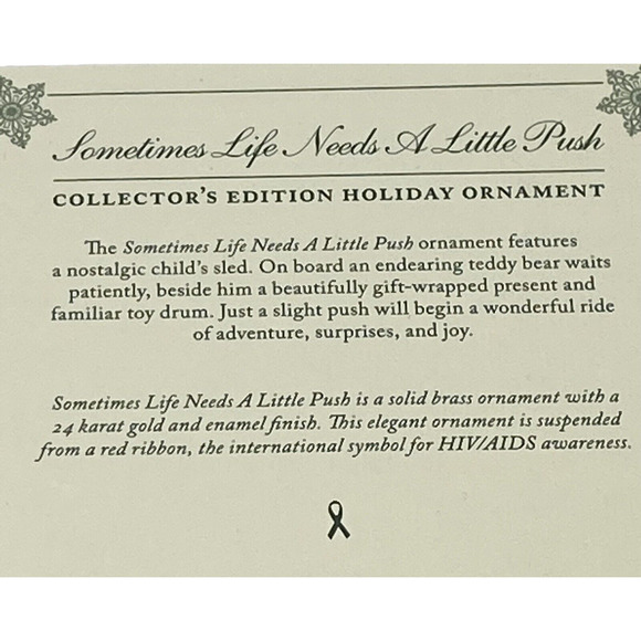 2010 Childs Sled Holiday Brass Ornament Collector’s Edition Sometimes Life Needs - Picture 8 of 12